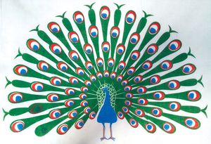 Peacock design Printed on Saree